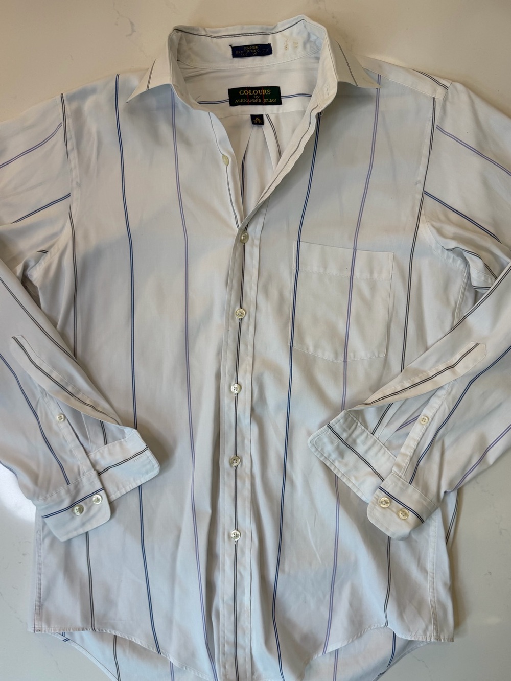 Vintage 80s Colours by Alexander Julian Pinpoint Striped Shirt 15 32/33